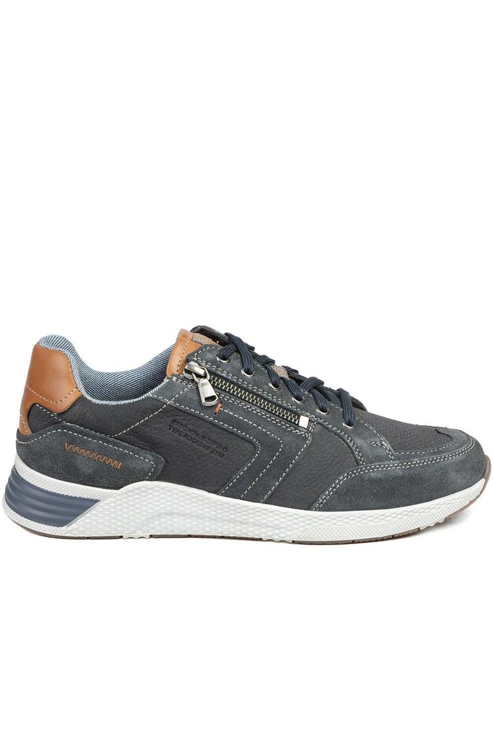 Pavers Pavers Men's Leather Wide-Fit Lace-Up Trainers in Navy - 2