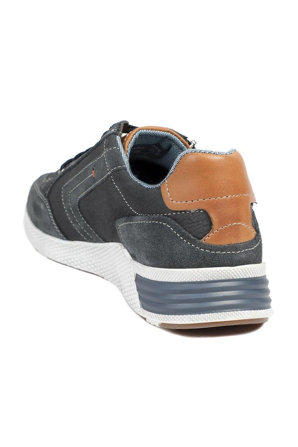 Pavers Pavers Men's Leather Wide-Fit Lace-Up Trainers in Navy - 3