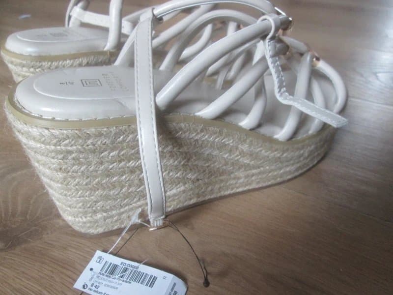 Next Next size 8 Forever comfort faux leather dark cream wedge heel Sandals shoes Brand new with tags