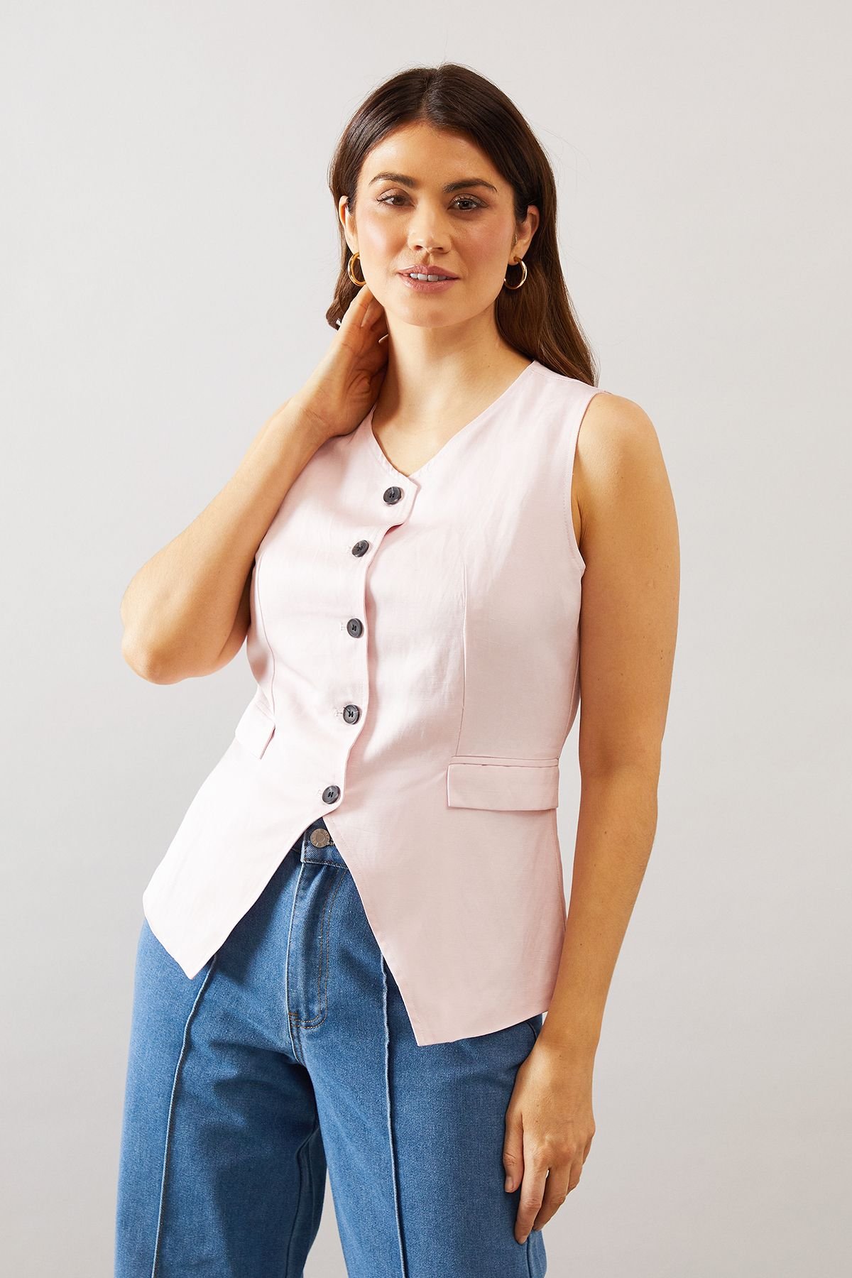 Wallis Wallis Women's Button Through Waistcoat in Blush - 2
