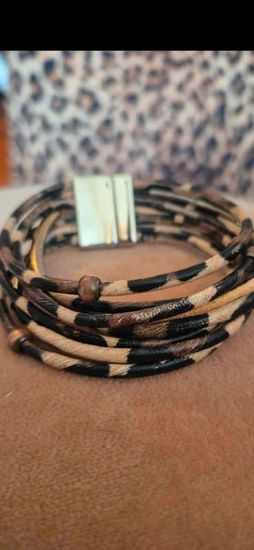 ASOS Asos leopard print magnetic bracelet.