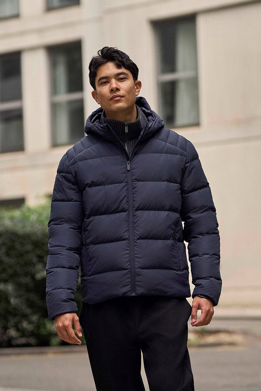 Animal Animal Men's 'Tech Down' Warm Water Resistant Adjustable Hood Comfy Winter Jacket in Navy - 2