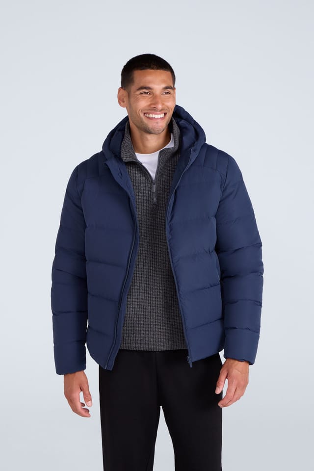 Animal Animal Men's 'Tech Down' Warm Water Resistant Adjustable Hood Comfy Winter Jacket in Navy - 2