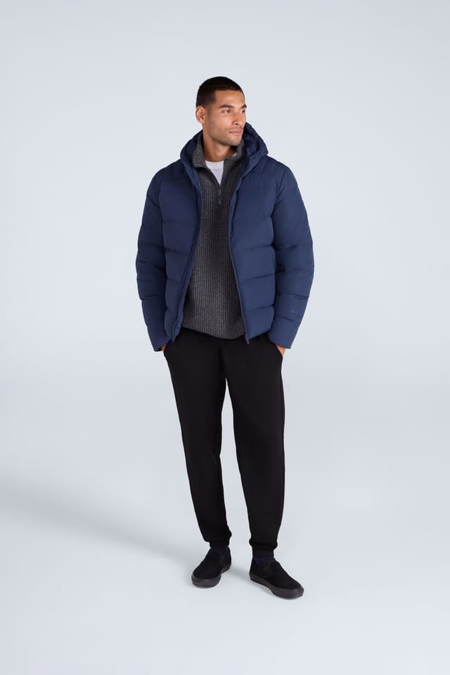Animal Animal Men's 'Tech Down' Warm Water Resistant Adjustable Hood Comfy Winter Jacket in Navy - 3