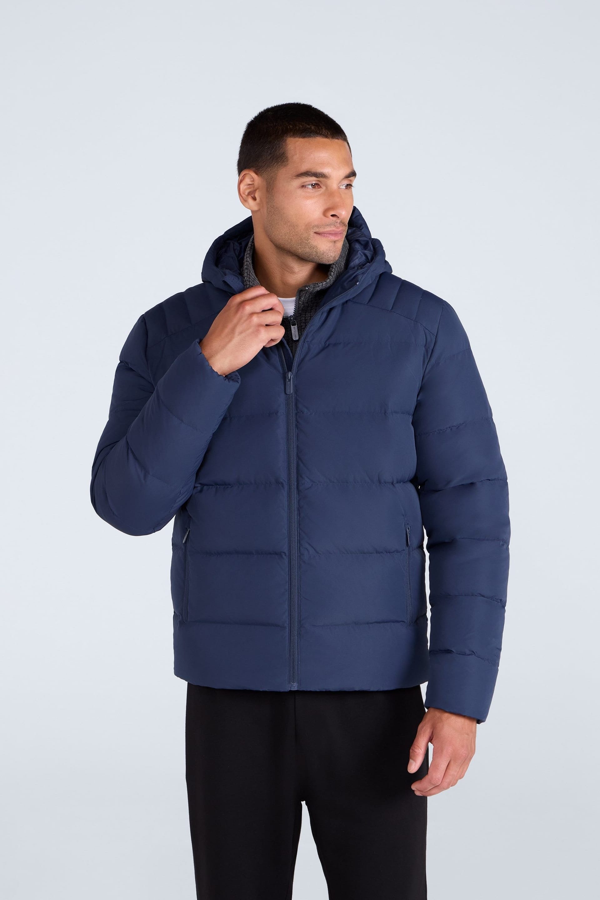 Animal Animal Men's 'Tech Down' Warm Water Resistant Adjustable Hood Comfy Winter Jacket in Navy - 4