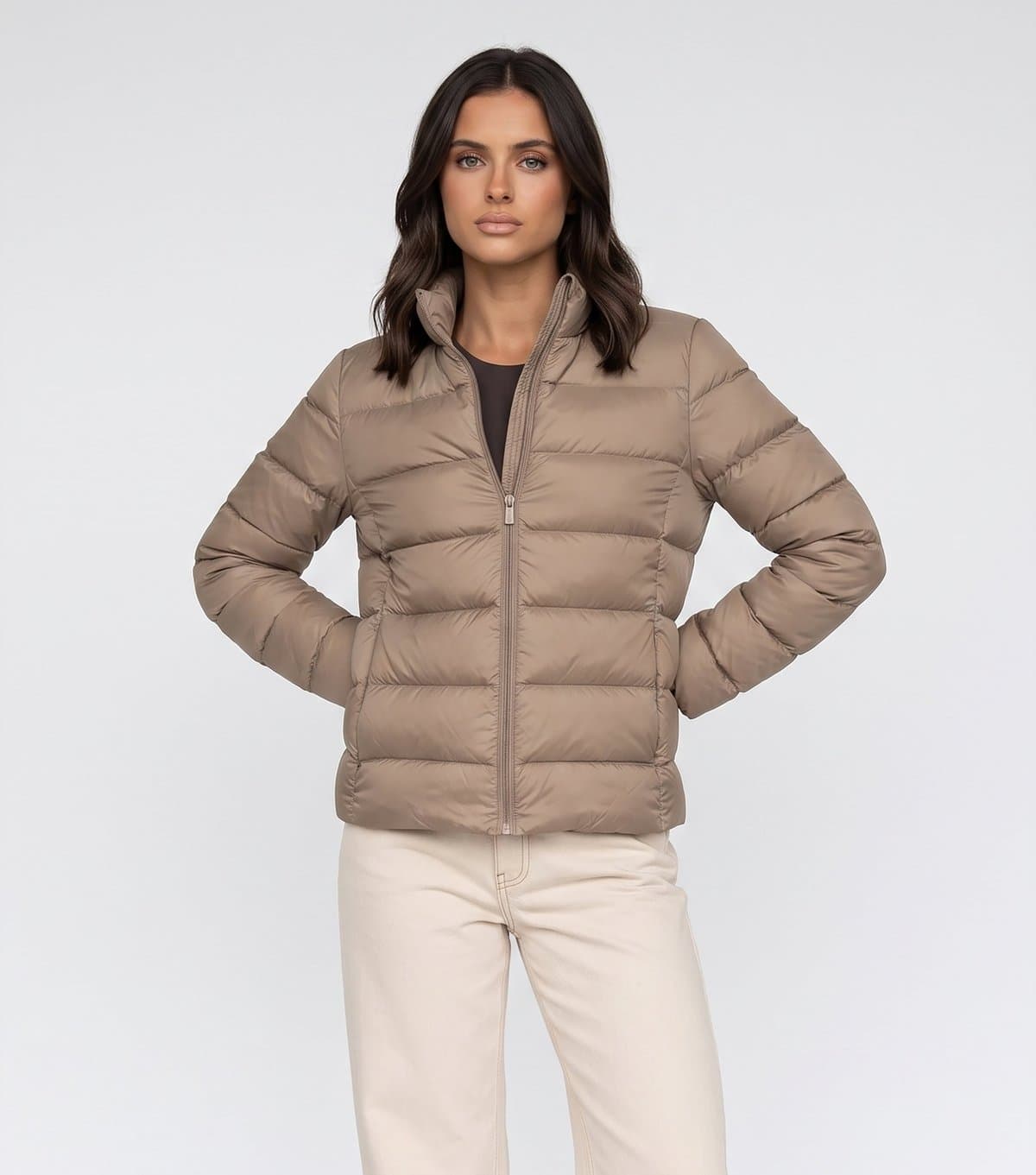 Urban Bliss Women's Light Brown High Neck Lightweight Puffer Jacket Urban Bliss New Look
