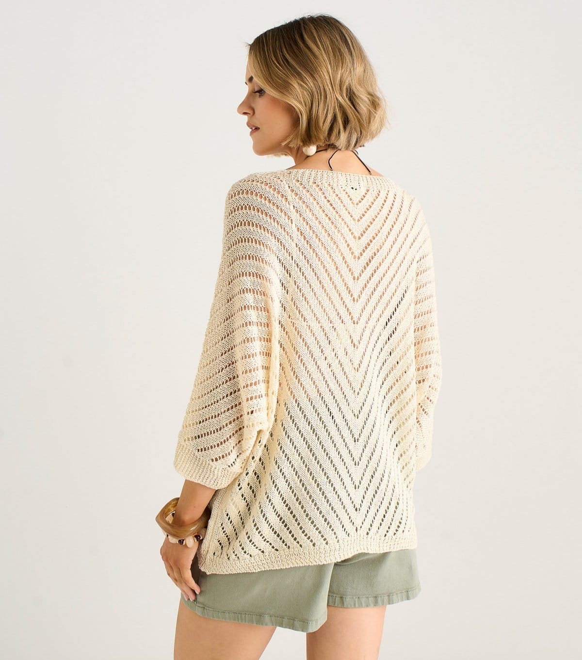 Gini London Women's Cream Crochet V-Neck Top Gini London New Look - 4
