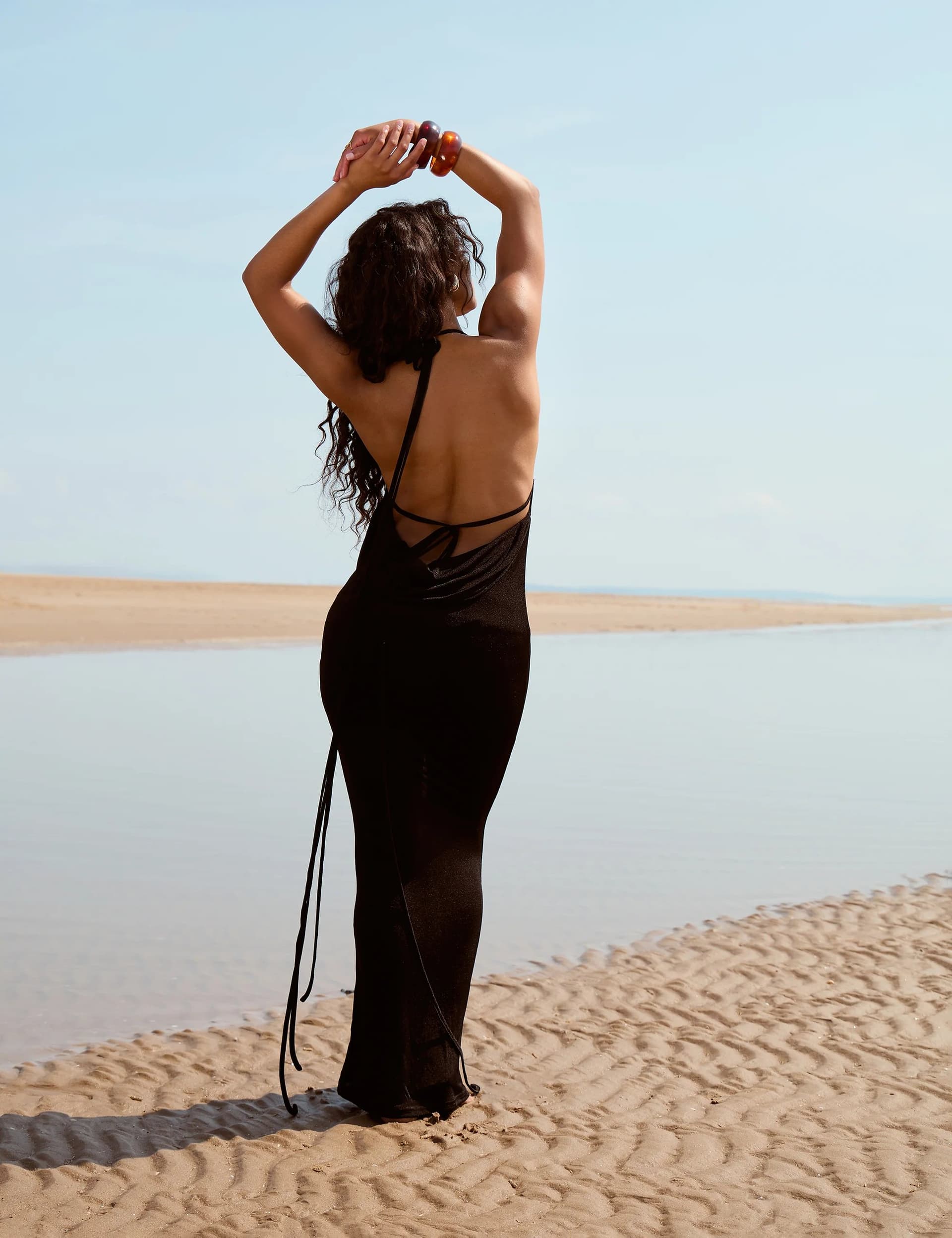 Public Desire Low Open Back Maxi Dress Black