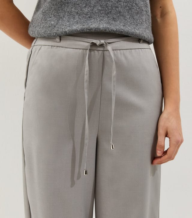 New Look Women's Light Grey Tie Waist Wide Leg Trousers New Look - 2