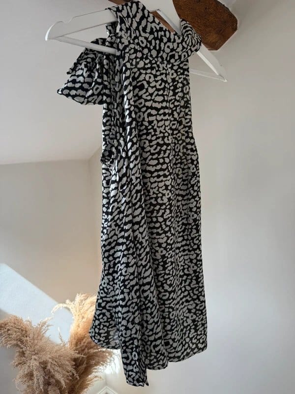 Never Fully Dressed Black & White Leopard Print Halter Neck Top