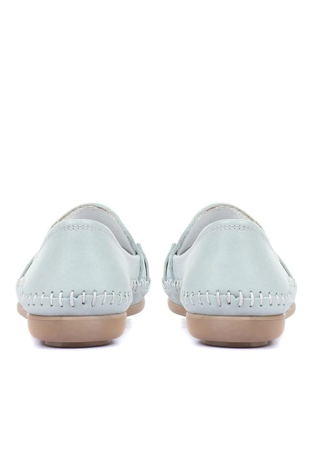 Pavers Pavers Women's Leather Slip-On Pumps in Pale Blue - 3