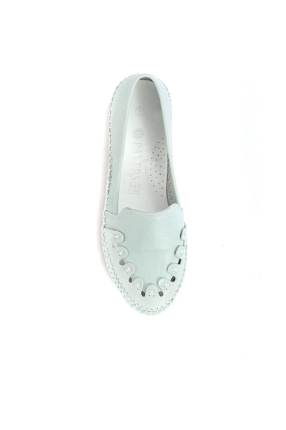Pavers Pavers Women's Leather Slip-On Pumps in Pale Blue - 4