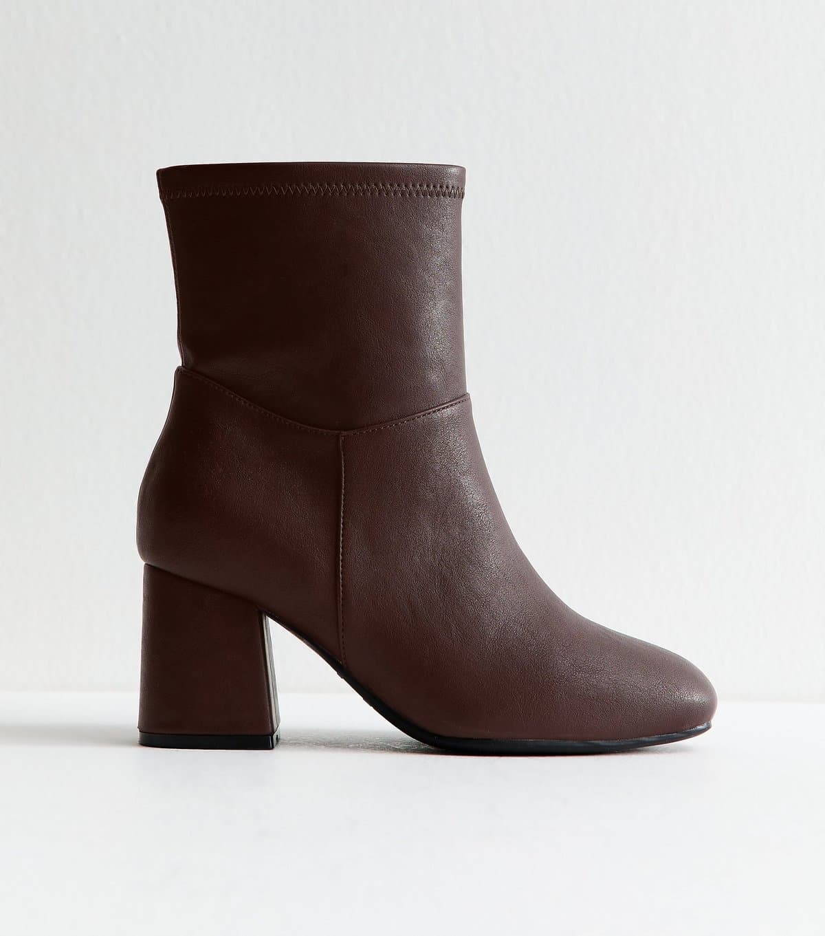 New Look New Look Dark Burgundy Faux Leather Sock Ankle Boots