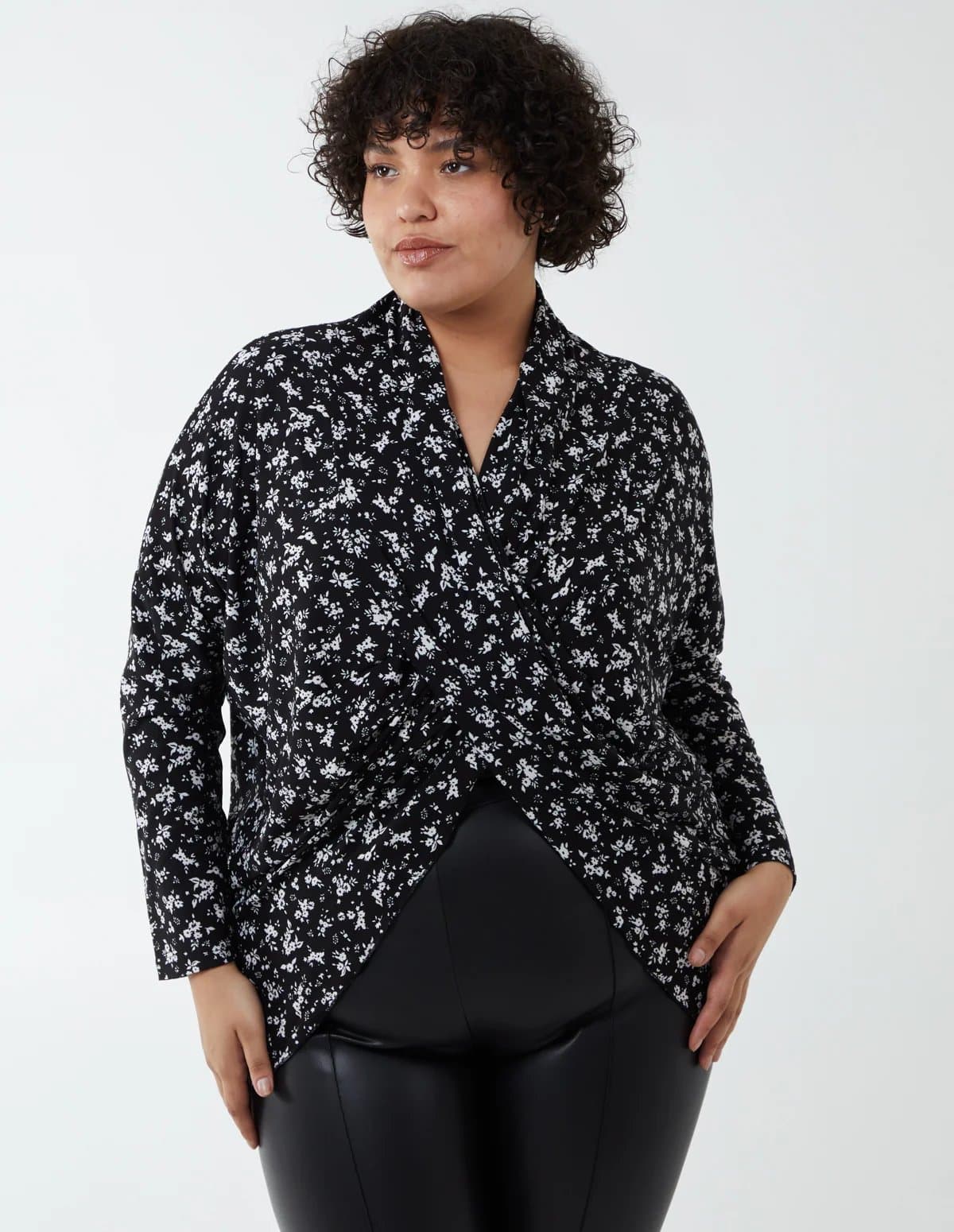 Blue Vanilla Curve Draped Dip Hem Top