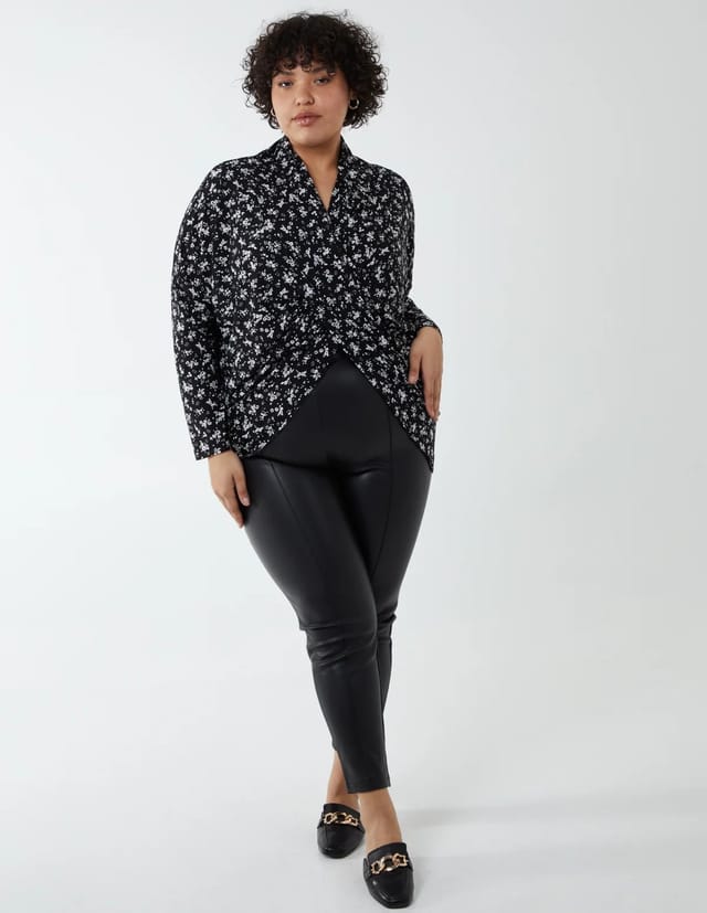 Blue Vanilla Curve Draped Dip Hem Top - 2