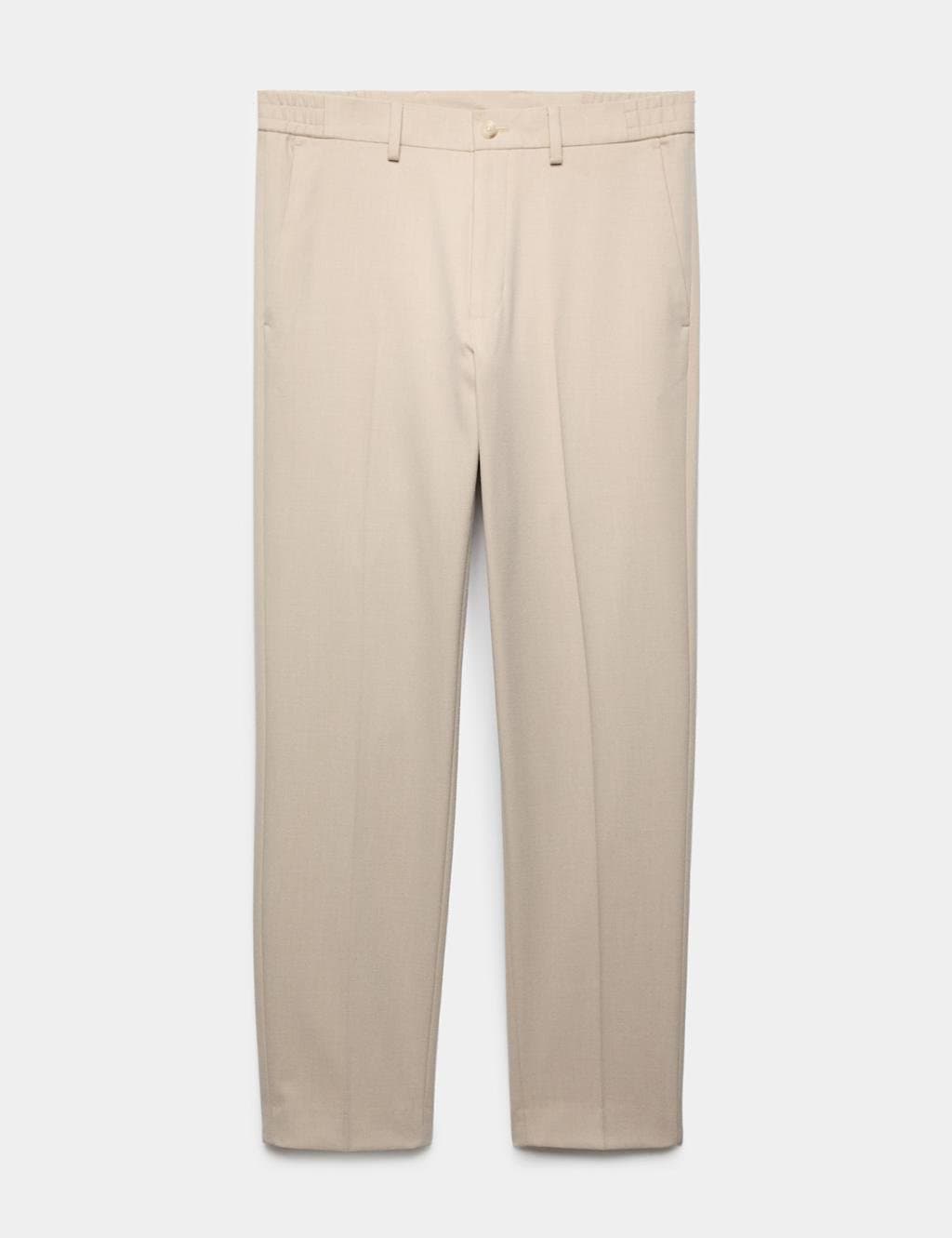 Marks & Spencer M&S Tailored Fit Flannel Smart Trousers Putty