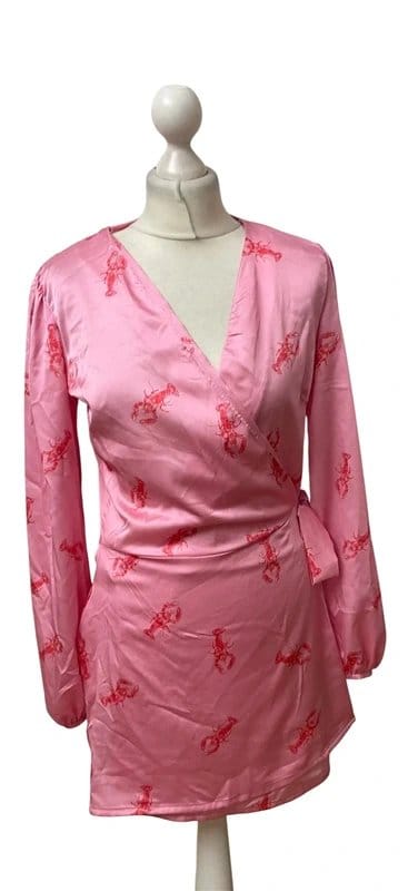 Never Fully Dressed Pink Lobster Wrap Dress - Plus Size