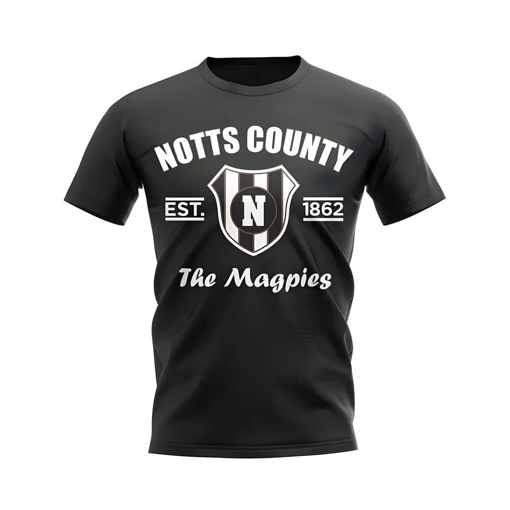 Notts County Notts County Men's Personalised Established Football T-Shirt in Black