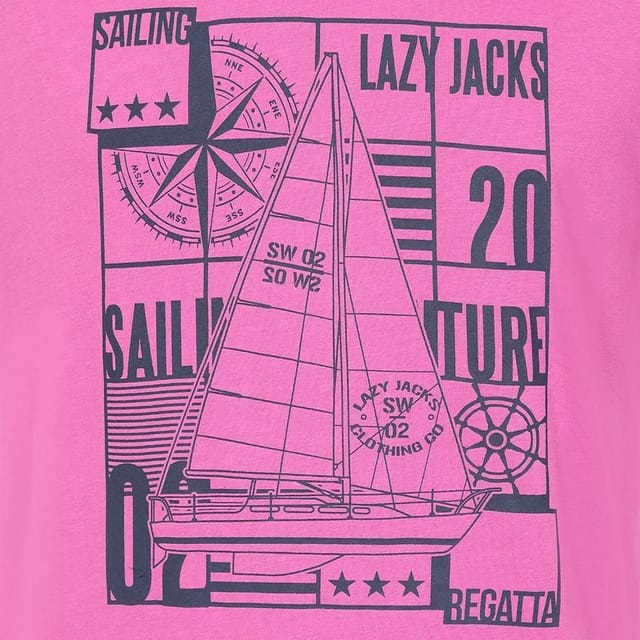 Lazy Jacks Lazy Jacks Men's Sailboat Cotton T-Shirt in Raspberry - 2