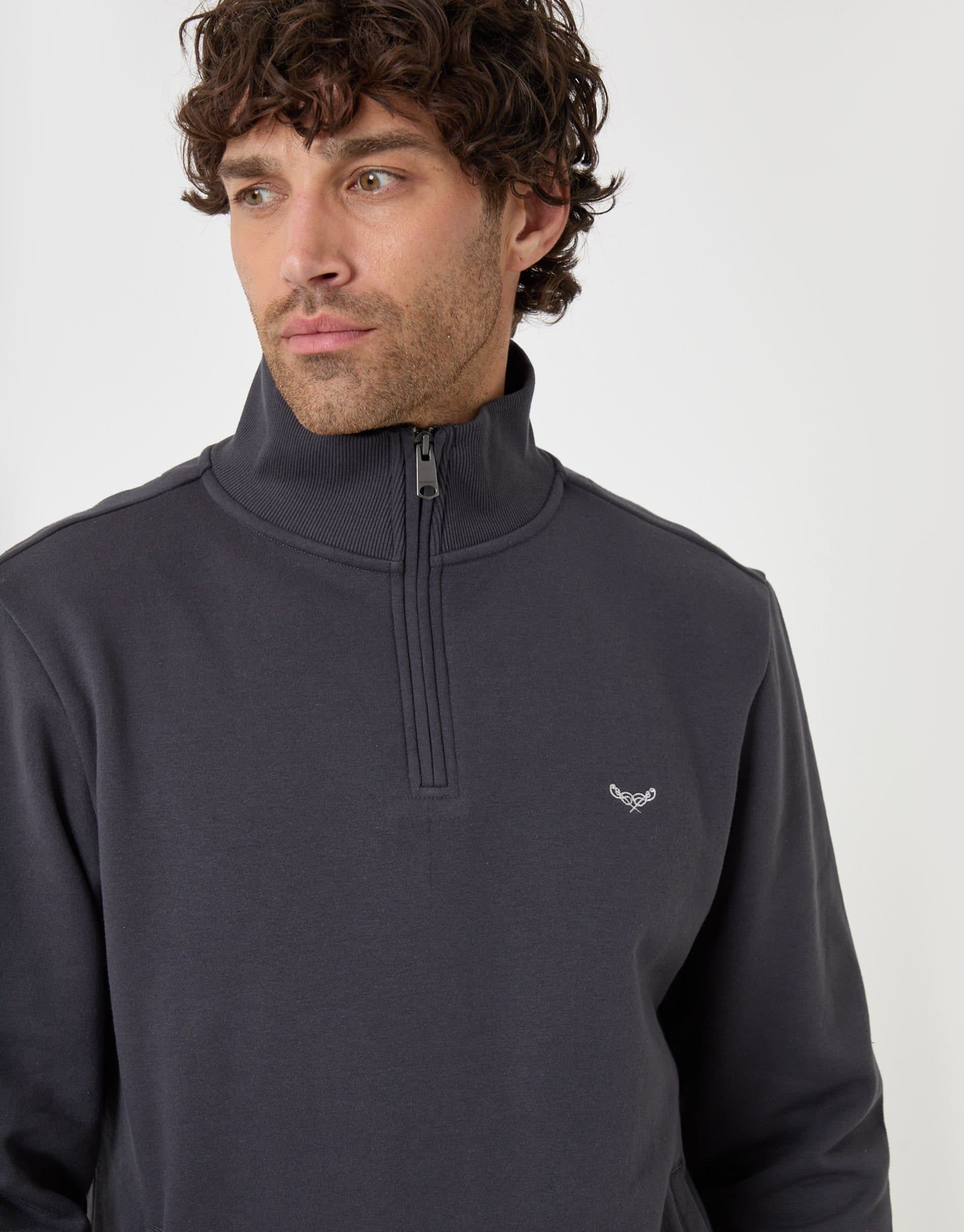 Threadbare threadbare Men's Cotton Rich Quarter Zip Sweatshirt in Grey