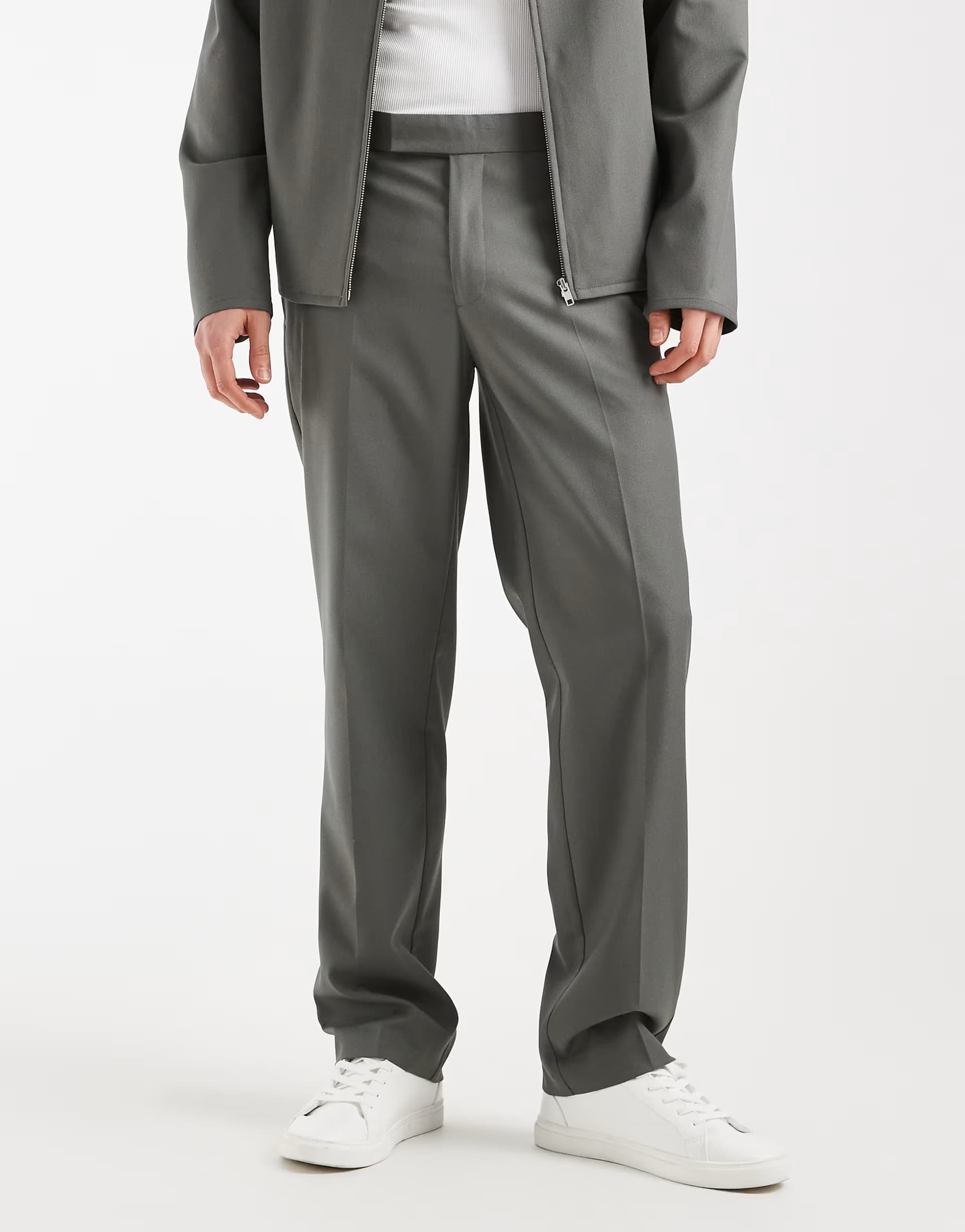 ASOS ASOS DESIGN smart co-ord straight trouser with half elasticated waist in light khaki