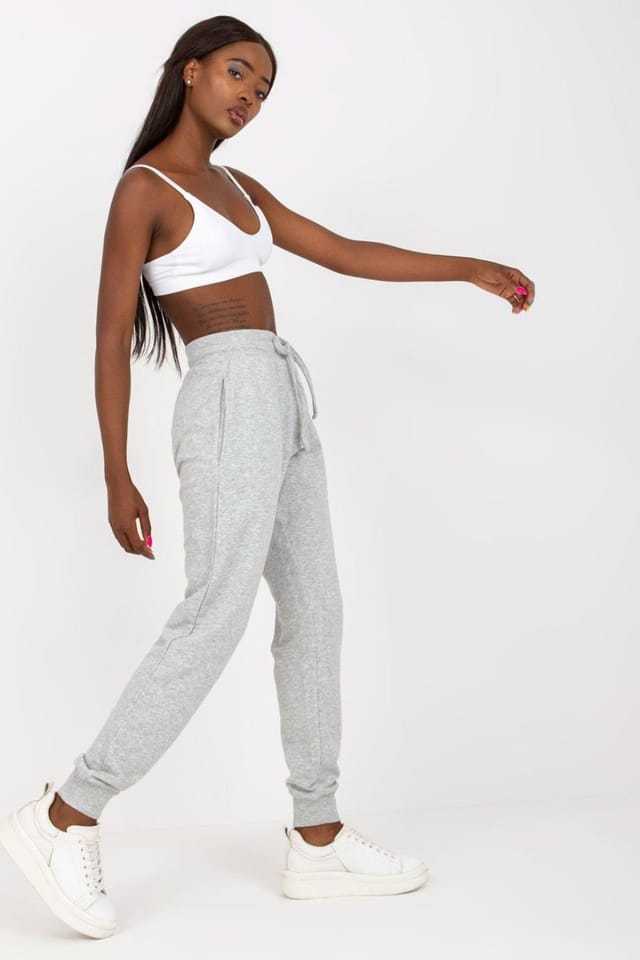 Love Lace Love Lace Women's High Waisted Tie Sweatpants Elastic Waist Style 169719 in Grey - 3