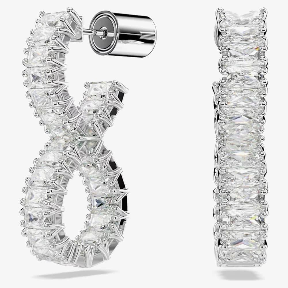 Swarovski Swarovski Women's Hyperbola Rhodium Plated Infinity Dropper Earrings 5684047 in White