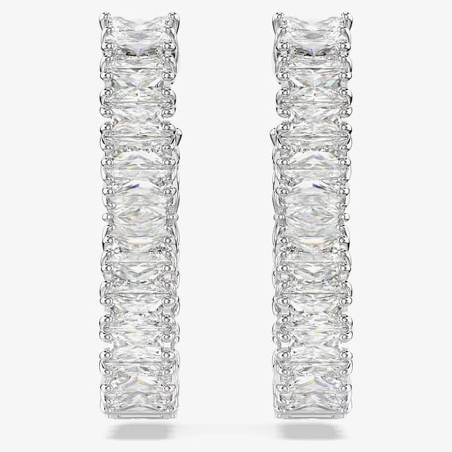 Swarovski Swarovski Women's Hyperbola Rhodium Plated Infinity Dropper Earrings 5684047 in White - 2