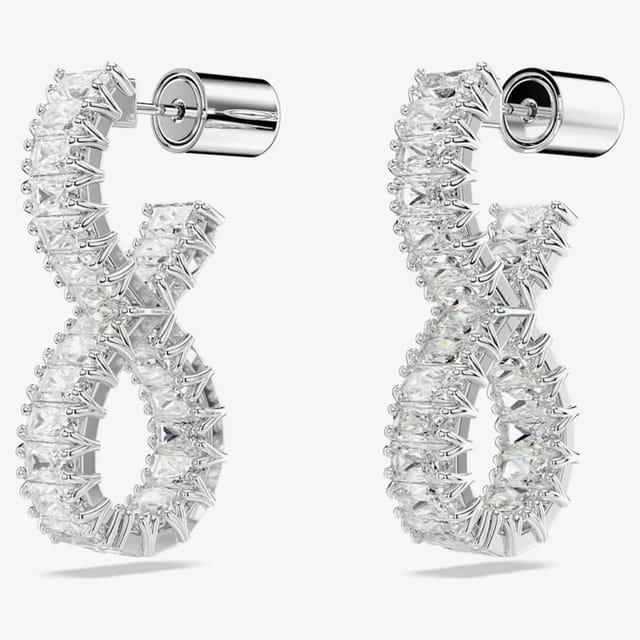 Swarovski Swarovski Women's Hyperbola Rhodium Plated Infinity Dropper Earrings 5684047 in White - 3