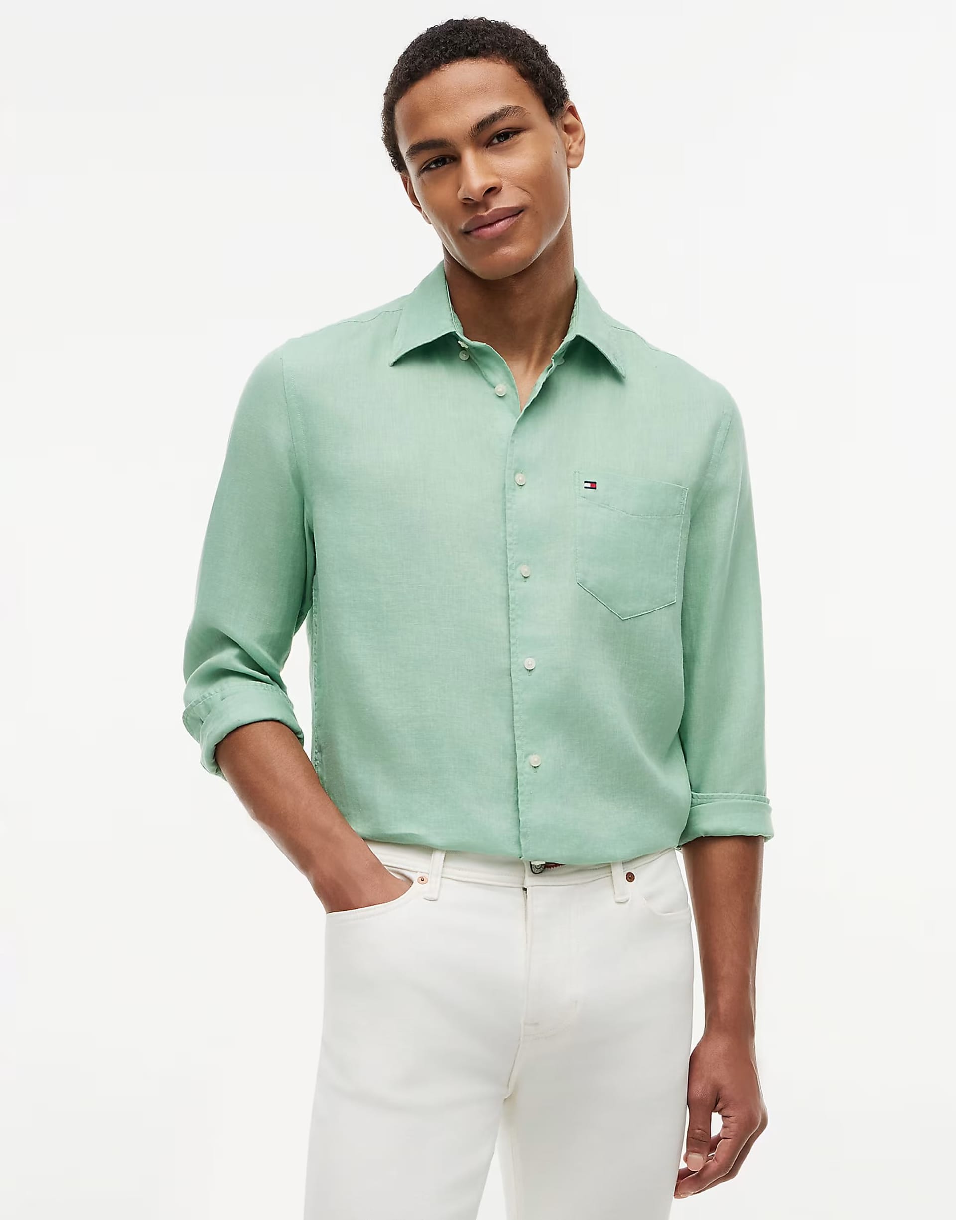 Tommy Hilfiger Light Green Linen Shirt