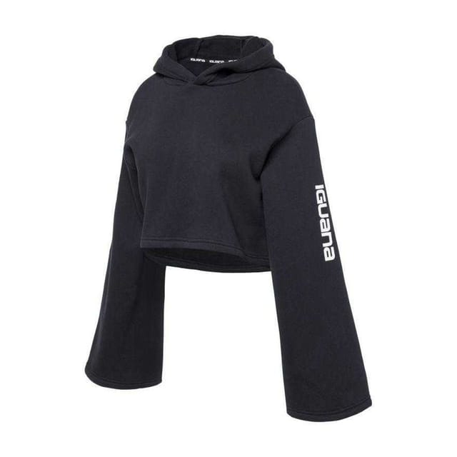 Iguana Iguana Women's Pirumo Flared Crop Hoodie in Black - 3