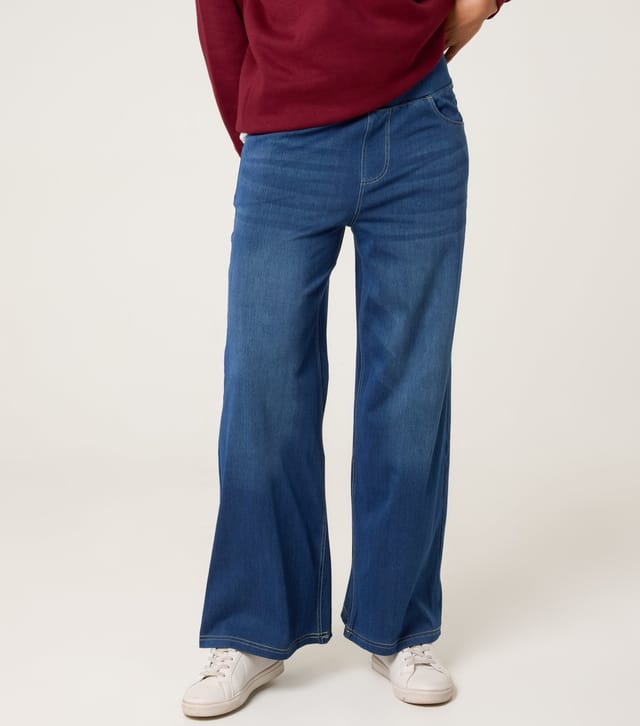 Blue Vanilla Women's Blue Elasticated Waist Jeans Blue Vanilla New Look - 3