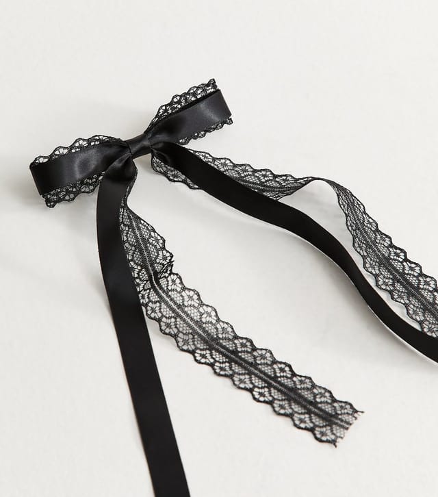 New Look Black Satin Lace Bow Hair Clip New Look - 2