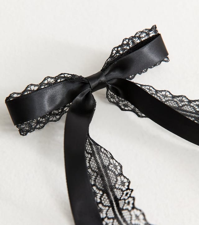 New Look Black Satin Lace Bow Hair Clip New Look - 3