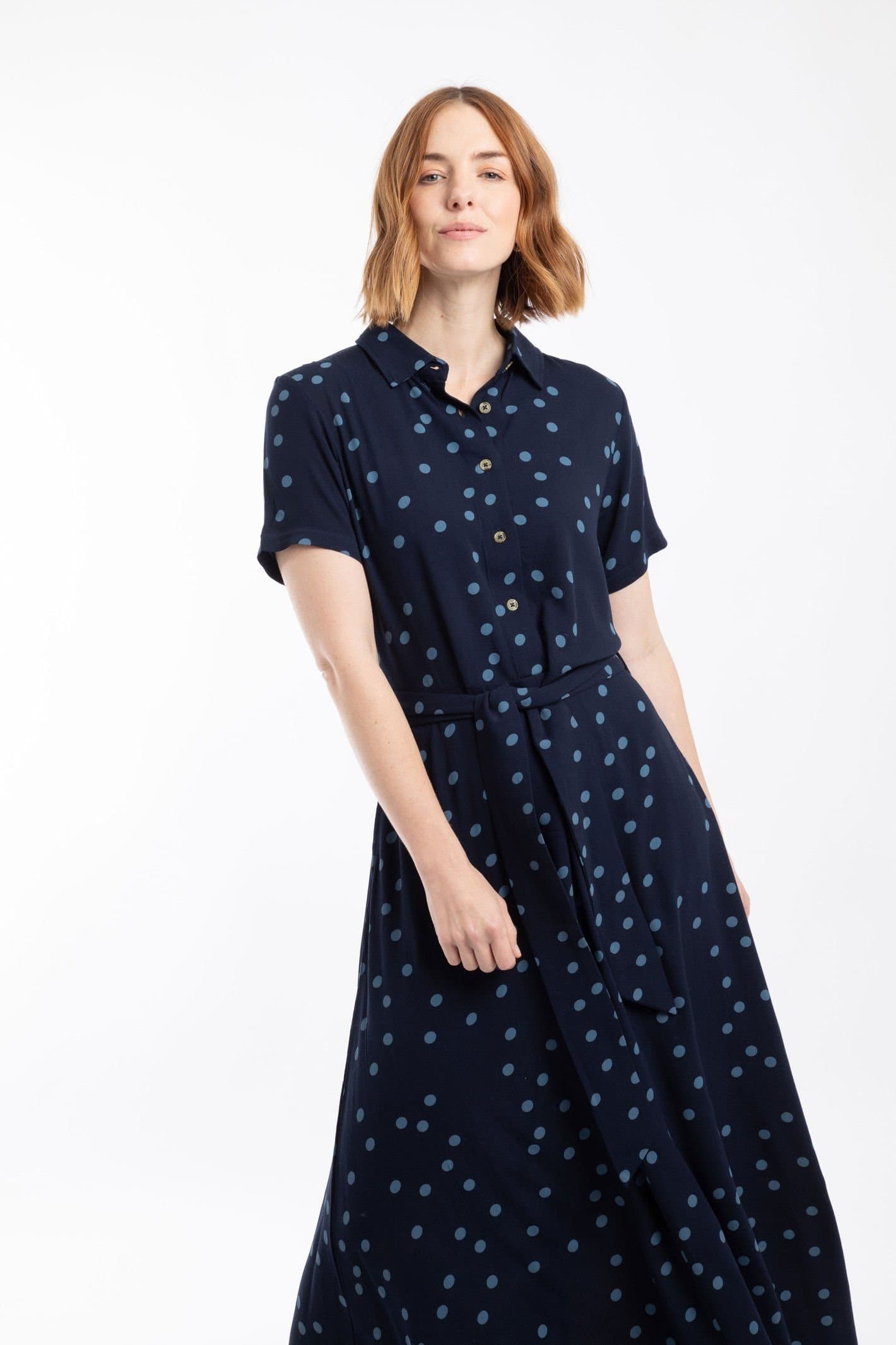 Weird Fish Weird Fish Women's Neem Printed Shirt Dress in Dark Navy