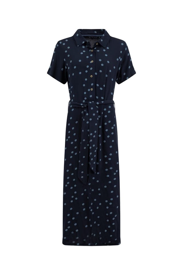 Weird Fish Weird Fish Women's Neem Printed Shirt Dress in Dark Navy - 2