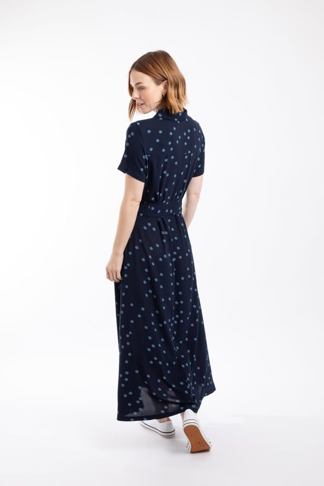 Weird Fish Weird Fish Women's Neem Printed Shirt Dress in Dark Navy - 3