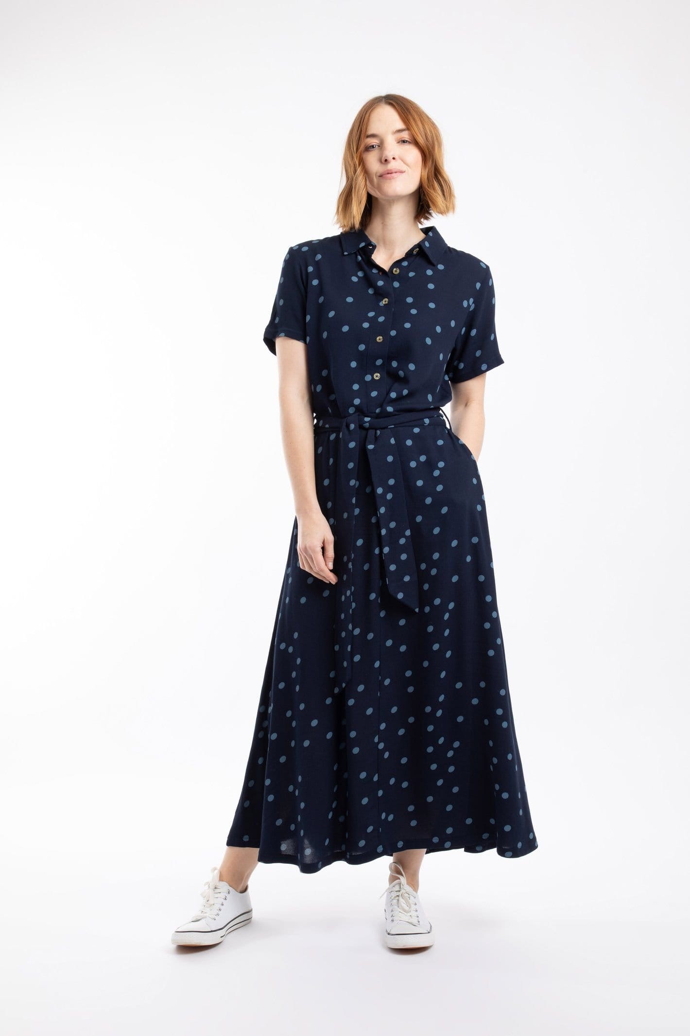 Weird Fish Weird Fish Women's Neem Printed Shirt Dress in Dark Navy - 4