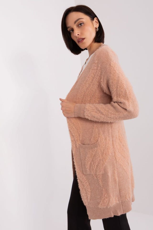 Love Lace Love Lace Women's Variegated Long Sleeve Cardigan with Pockets Style 188279 in Peach - 2
