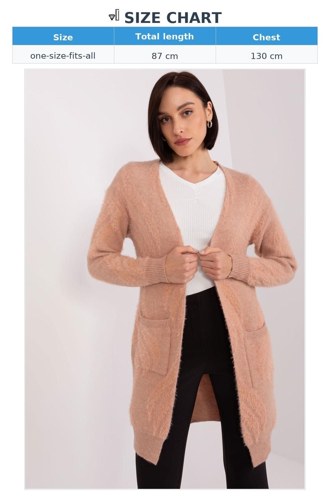 Love Lace Love Lace Women's Variegated Long Sleeve Cardigan with Pockets Style 188279 in Peach - 4
