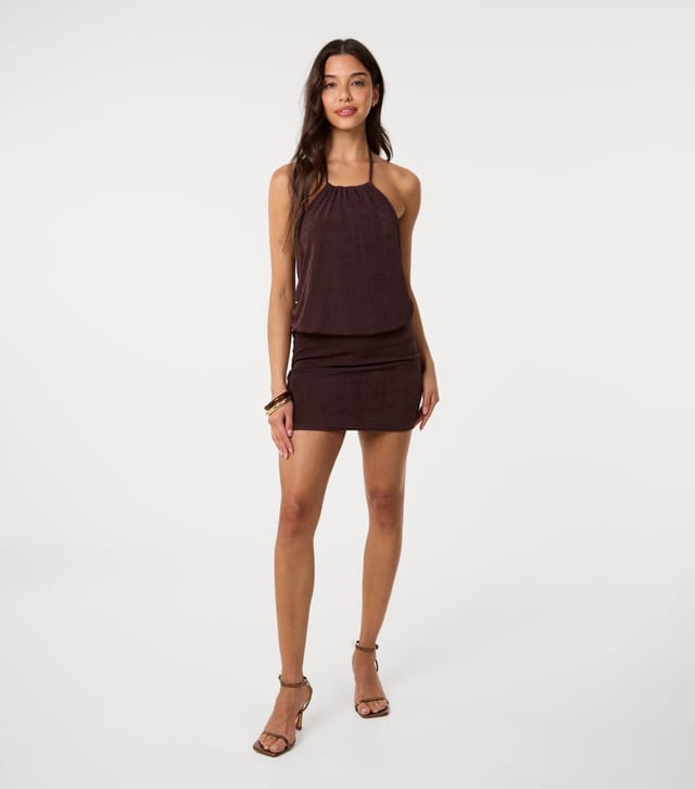 Pink Vanilla Women's Dark Brown Halter Neck Mini Dress Pink Vanilla New Look - 2