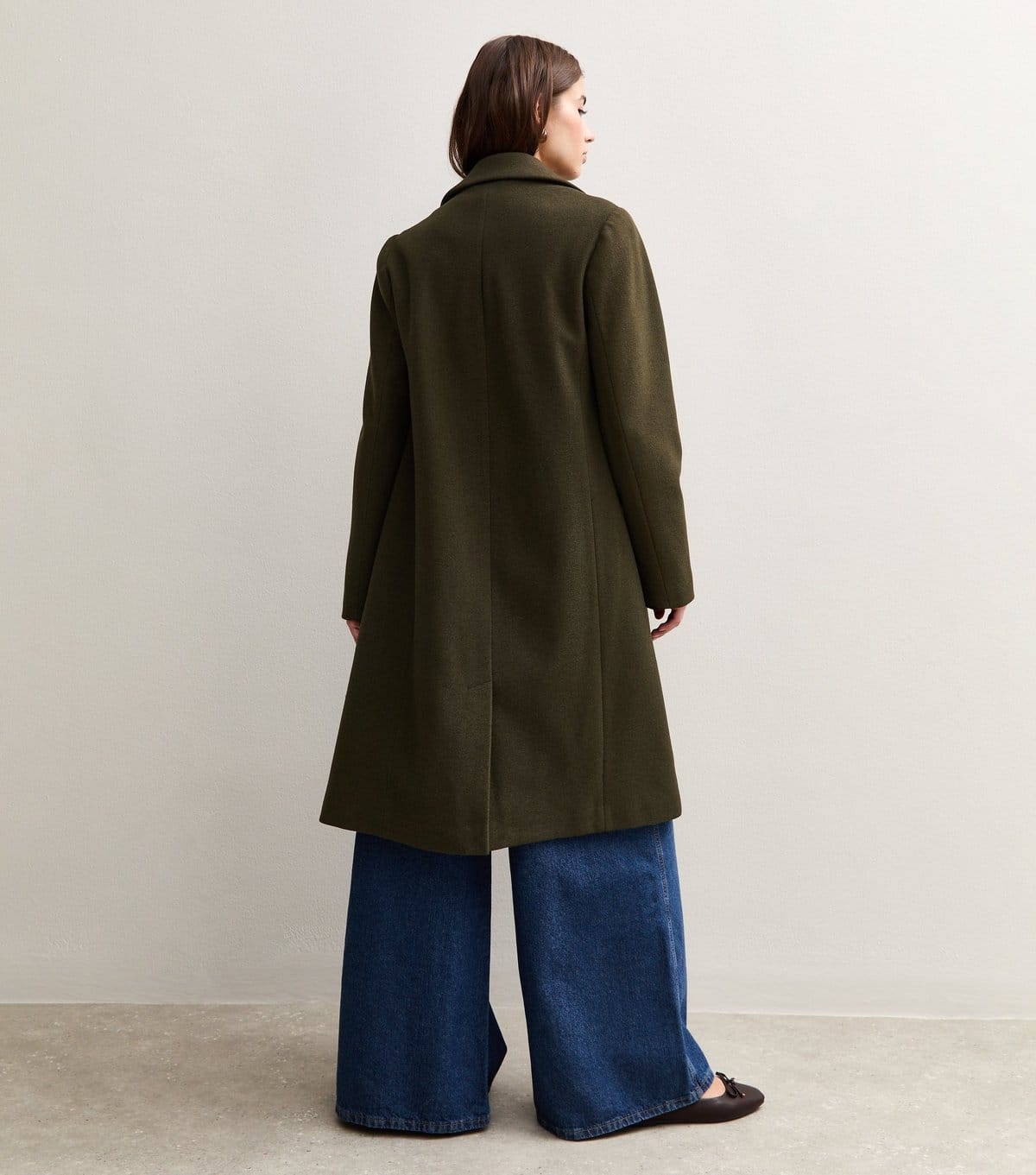 New Look Women's Dark Khaki Single Button Lined Coat New Look - 4