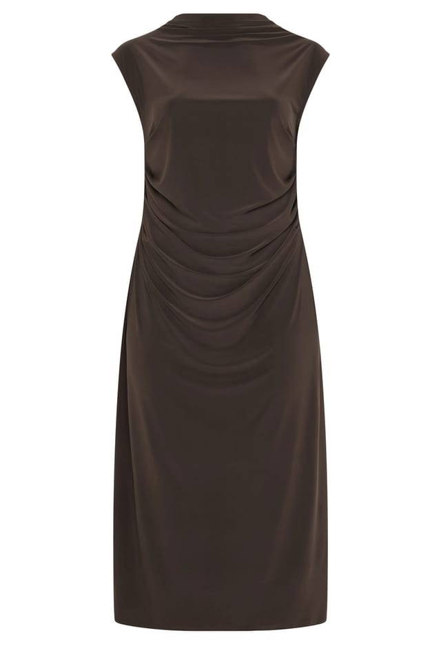 Yours Yours Women's Drape Maxi Dress in Chocolate - 2
