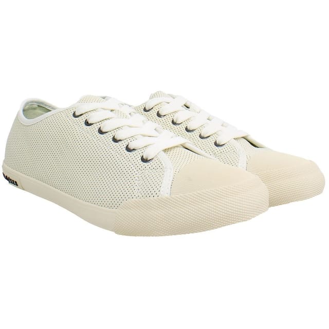 Seavees Seavees Women's Army Issue Low Lace-Up White Smooth Leather Plimsolls - 2