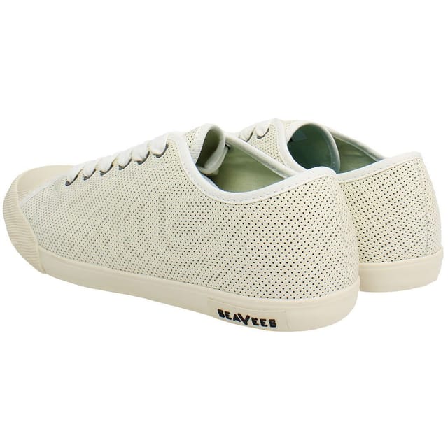 Seavees Seavees Women's Army Issue Low Lace-Up White Smooth Leather Plimsolls - 3