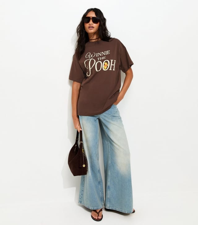 New Look Women's Dark Brown Winnie The Pooh Oversized T-Shirt New Look - 3