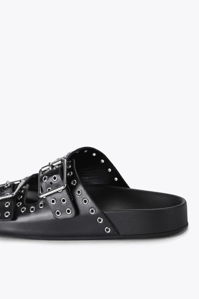 Steve Madden STEVE MADDEN Women's 'Abbot Black Leather' Leather Sandals - 3