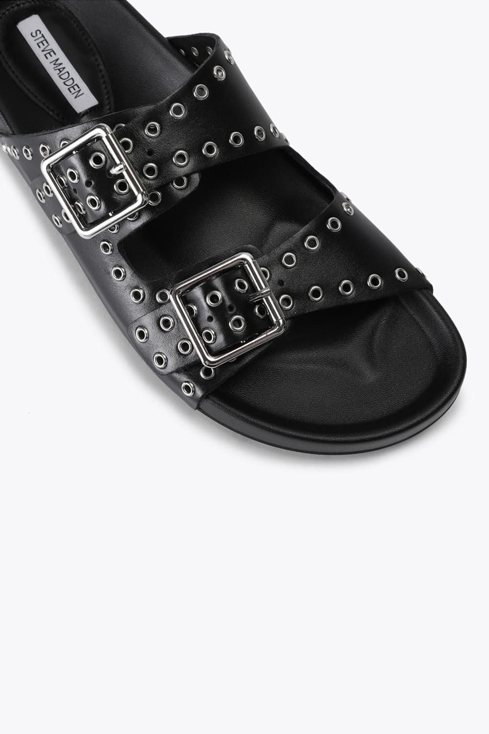Steve Madden STEVE MADDEN Women's 'Abbot Black Leather' Leather Sandals - 4
