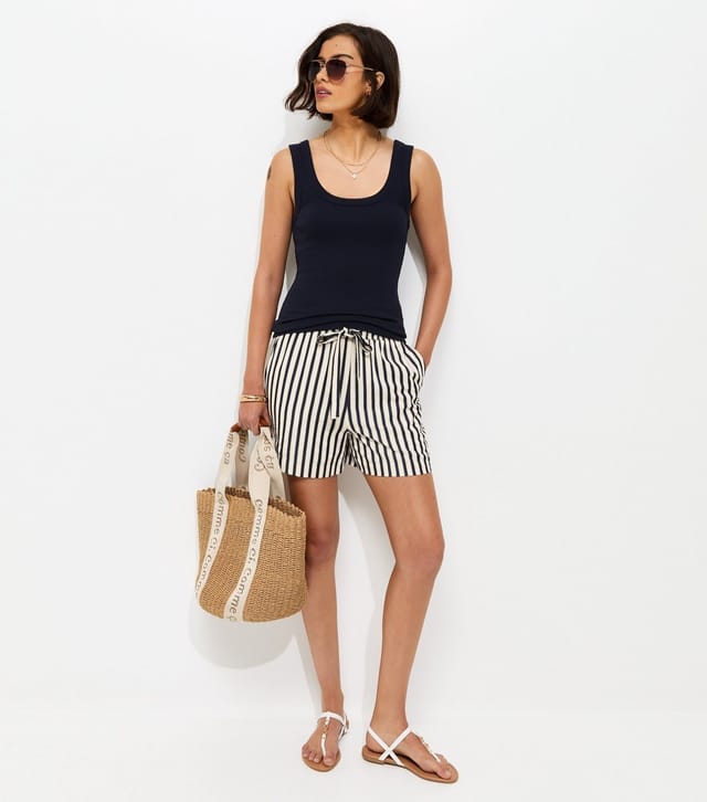 New Look Women's Navy Striped Seersucker Shorts New Look - 3