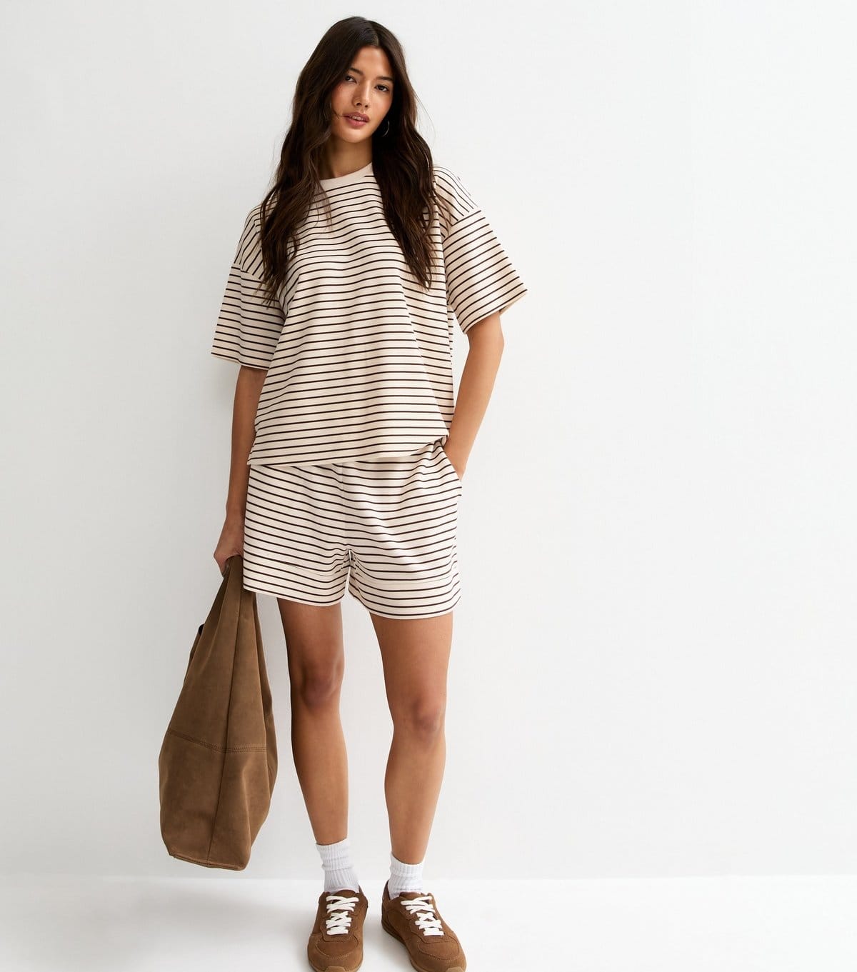 New Look Women's Premium Brown Striped Relaxed T-Shirt New Look - 4